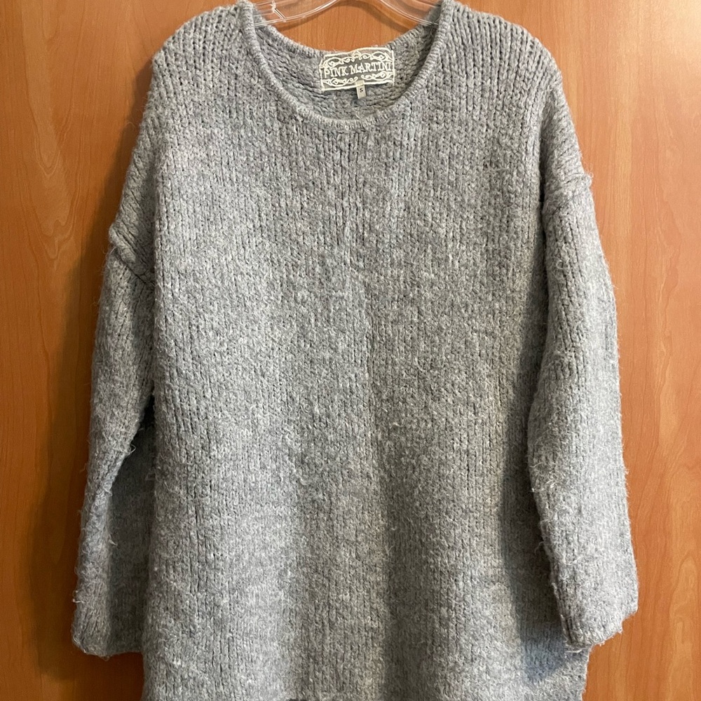 Oversized Grey Pink Martini Sweater